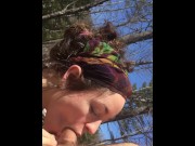 Preview 4 of Hippie Babe Sucks Wood In the Woods