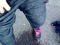 Pee on public sidewalk