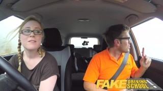 Pigtail Blonde Cutie With Hairy Teen Pussy Creampie From A Phony Driving School