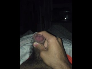 Stroking My Hard Cock and Cumming in Bed