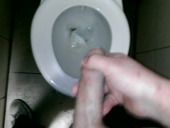 Wanking and ejaculating in a public toilet