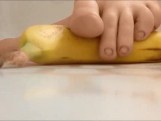 crushing, barefeet, alexandra, banana