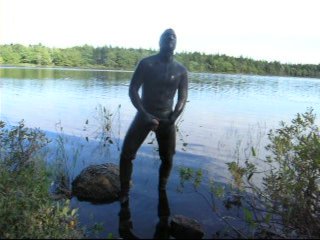 perverted latex villain cums into the city's water supply