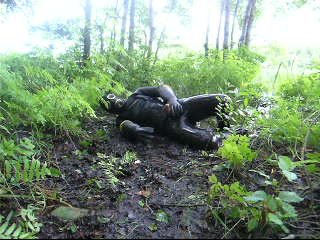 Frogman Quickly Jerks off in Shallow Mud