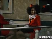 Preview 1 of Sky High - Ebony flight attendant Luna Corazon gets fucked in the bathroom