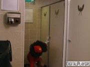 Preview 4 of Sky High - Ebony flight attendant Luna Corazon gets fucked in the bathroom