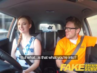 Fake Driving School Posh freaky redhead with big tits and ginger bush fucks screenshot number 2