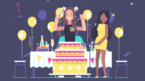 Dick and Jane Celebrating of Pornhub with Aria!