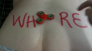 Inkedleigh's Sissy Whore Butt Plugged And Fidget Spinner