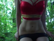 Preview 5 of Wonder Woman, Tiny Shorts, Butt Plug, PAWG