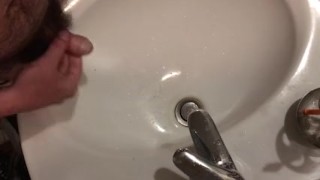 jerking off and cumming in the sink