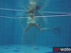 Milana makes a show in the pool