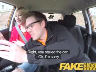 Fake Driving School Back seat pussy squirting and creampie for art student screenshot number 2