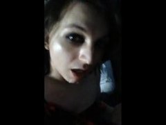 Trap smears cum on her lips for Daddy