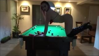 Hot Brazilian Stripper At The Pool Table Striptease