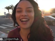 Preview 2 of Maya Bijou Petite Latin Teen Flashes Tits In Public