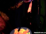 Preview 1 of Blacklight tease and BTS with busty Natasha Nice