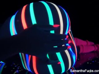 Blacklight masturbation with super hot Samantha Saint
