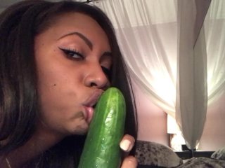 Food Sex - Sloppy Blowjob - SuckingCucumbers - Spitting - EbonyLovers