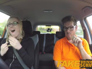 Fake Driving School pink nipples big tits redhead kinky girl gets a facial screenshot number 0