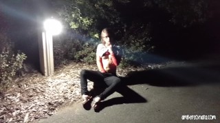 Fingering In The Dark On A Public Park Pathway