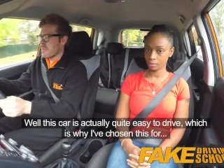 Fake Driving School ebony learner with big tits is worst driver yet screenshot number 2