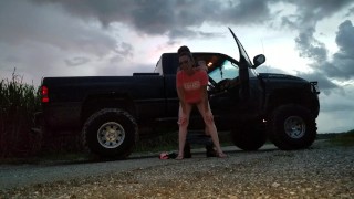 On An Old Dirt Road A Horny Wife Is Fucked Doggie Style