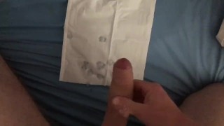 Big cock cums into tissue