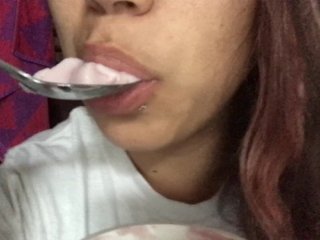 latina, blowjob eat food, yogurt, asmr sound