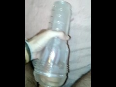 Fleshlight fuck with oil and creampie
