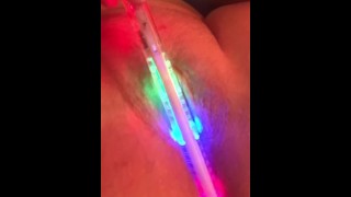 LED Light up stick toy in my juicy plump pussy