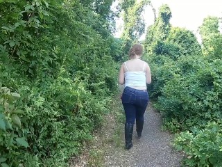 PAWG Redhead in Tight Jeans Followed in the Wood ~No Sex~ -A Velvet Short-