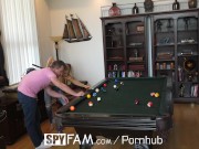 Preview 4 of SpyFam Blonde stepmom Laura Bentley fucks stepson on pool table
