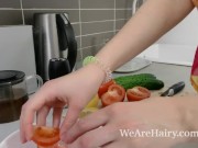 Preview 1 of Lina masturbates with a cucumber to orgasm