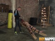 Preview 1 of Bound sub Michael Wyatt jerked off by gay maledom