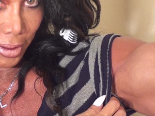 Female Bodybuilder_Latia Flexes Big Biceps, Teases and Talks Trash