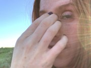 Preview 6 of Exhibitionist freckledRED Rubs Her Big Clit Outdoors Until Moaning Orgasm