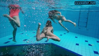 Hot girls undress in the pool