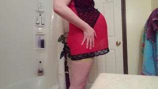 Belly Growth in Red Satin