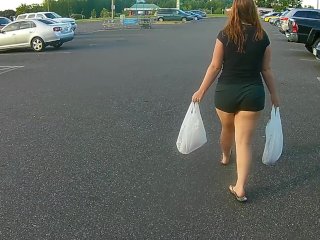 creeper, thick pawg redhead, grocery, red head