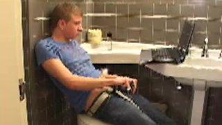 School Bathroom Jerking Huge Cumshot