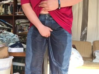 pissing, omorashi, mature, peeing my jeans