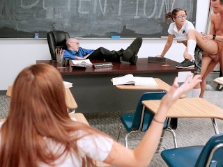 Screen Capture of Video Titled: InnocentHigh - Rebellious Teen Fucked During Detention