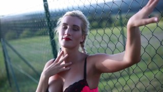 Beautiful blonde making striptease and showing pussy - XCZECH.com