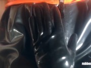 Preview 4 of Her POV - teasing his cock under layers of latex