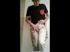 Desperate guy pissing his pants