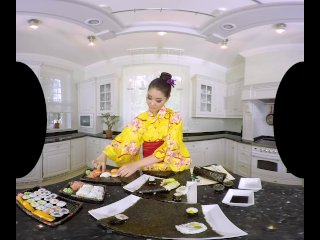 An epic sushi VR porn scene with horny geisha Katana
