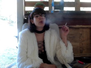 solo female, smoking fetish, babe, public