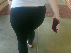 into the Coffee Shop Following a Thick PAWG Redhead Watching Ass