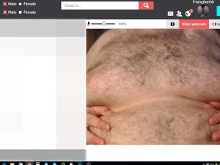 Big Fat Guy Plays with his tits and talks to you